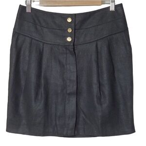 TORY BURCH LINEN BLACK SCHAFER PENCIL SKIRT 2